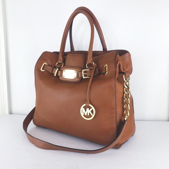 MK LG Luggage Tan Leather Hamilton Tote Satchel - Picture 4 of 10